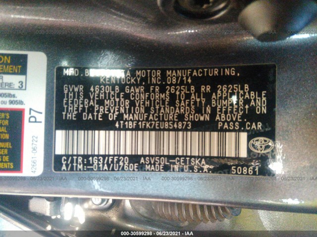 Photo 8 VIN: 4T1BF1FK7EU854873 - TOYOTA CAMRY 