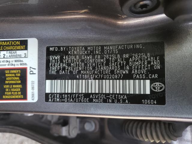 Photo 9 VIN: 4T1BF1FK7FU020877 - TOYOTA CAMRY LE 