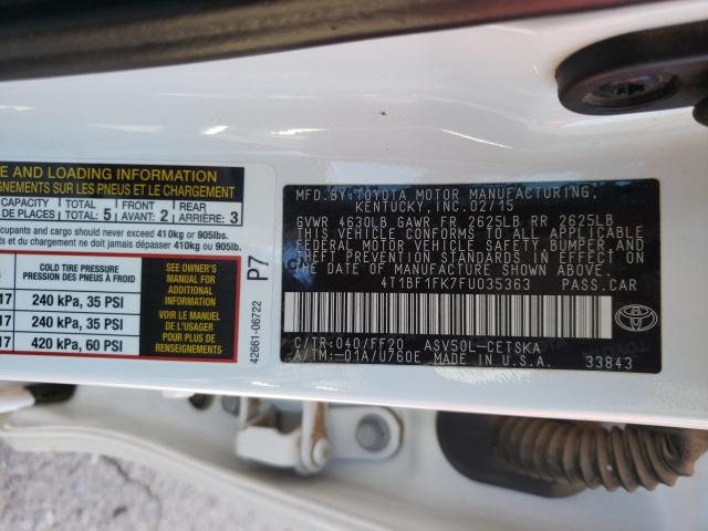 Photo 9 VIN: 4T1BF1FK7FU035363 - TOYOTA CAMRY LE 