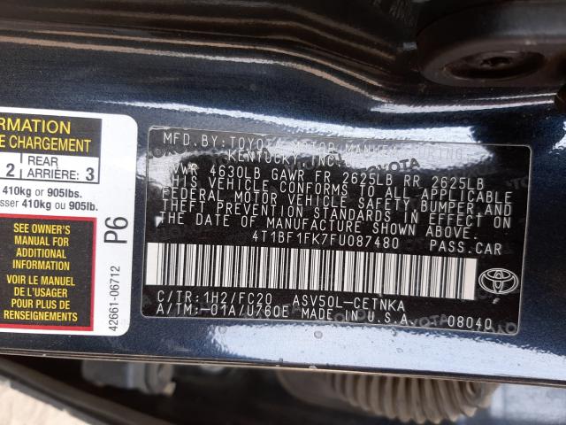 Photo 9 VIN: 4T1BF1FK7FU087480 - TOYOTA CAMRY LE 