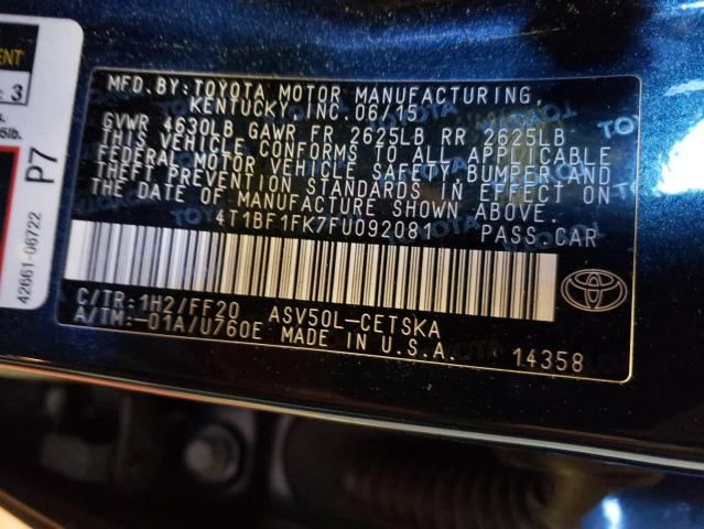 Photo 9 VIN: 4T1BF1FK7FU092081 - TOYOTA CAMRY LE 