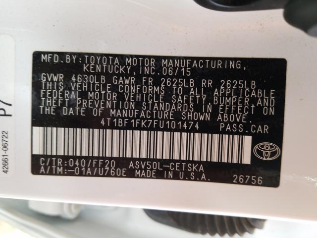 Photo 9 VIN: 4T1BF1FK7FU101474 - TOYOTA CAMRY LE 