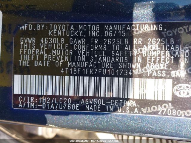 Photo 8 VIN: 4T1BF1FK7FU101734 - TOYOTA CAMRY 