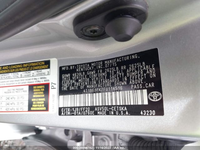 Photo 8 VIN: 4T1BF1FK7FU114516 - TOYOTA CAMRY 