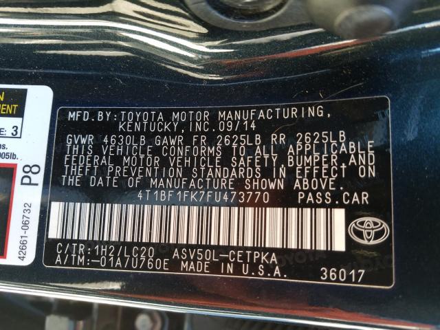 Photo 9 VIN: 4T1BF1FK7FU473770 - TOYOTA CAMRY LE 