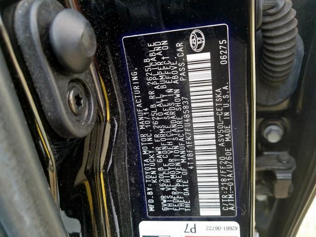 Photo 9 VIN: 4T1BF1FK7FU485837 - TOYOTA CAMRY LE 