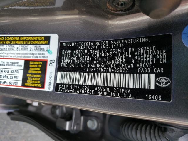 Photo 9 VIN: 4T1BF1FK7FU492822 - TOYOTA CAMRY LE 