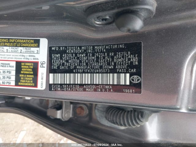 Photo 8 VIN: 4T1BF1FK7FU495073 - TOYOTA CAMRY 