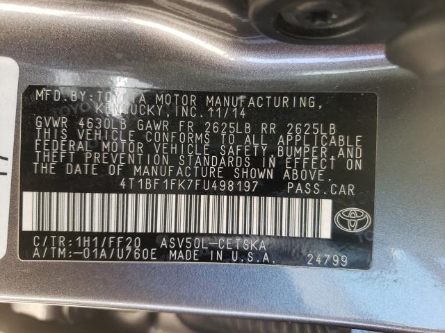 Photo 9 VIN: 4T1BF1FK7FU498197 - TOYOTA CAMRY LE 