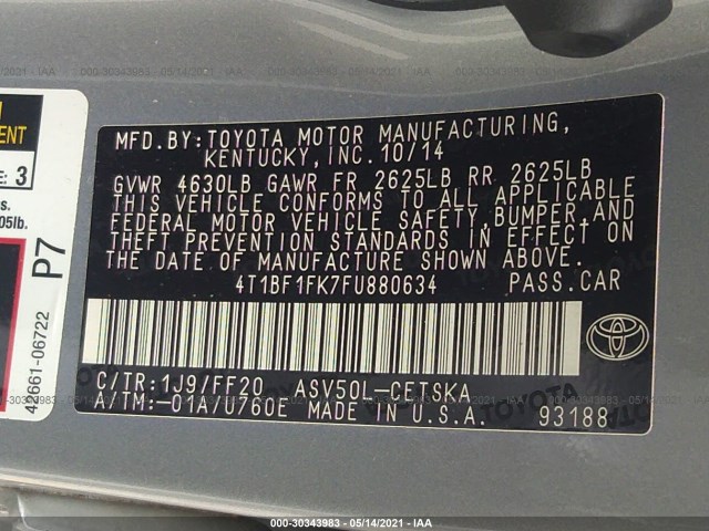 Photo 8 VIN: 4T1BF1FK7FU880634 - TOYOTA CAMRY 