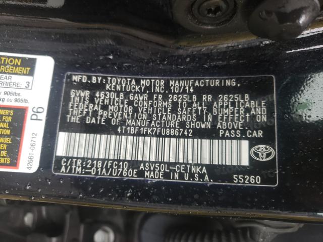 Photo 9 VIN: 4T1BF1FK7FU886742 - TOYOTA CAMRY LE 