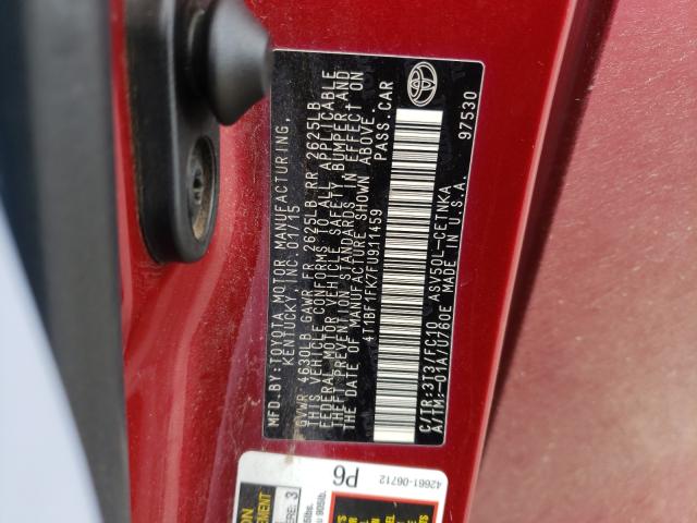 Photo 9 VIN: 4T1BF1FK7FU911459 - TOYOTA CAMRY LE 