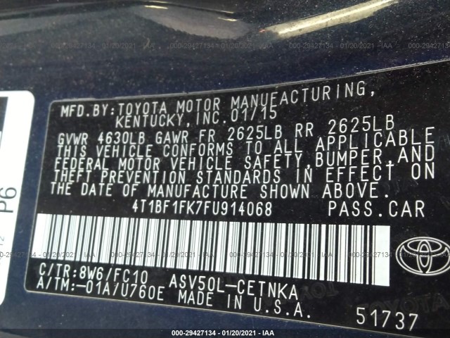 Photo 8 VIN: 4T1BF1FK7FU914068 - TOYOTA CAMRY 