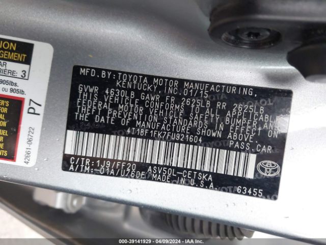 Photo 8 VIN: 4T1BF1FK7FU921604 - TOYOTA CAMRY 