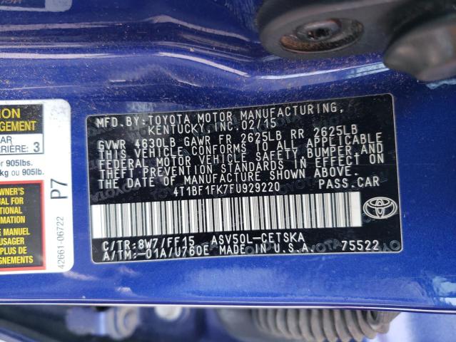 Photo 11 VIN: 4T1BF1FK7FU929220 - TOYOTA CAMRY LE 