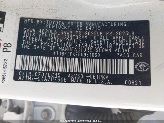 Photo 8 VIN: 4T1BF1FK7FU951069 - TOYOTA CAMRY 