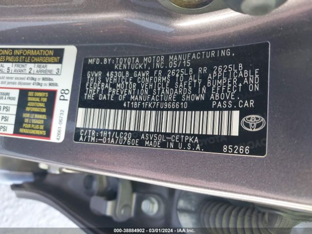 Photo 8 VIN: 4T1BF1FK7FU966610 - TOYOTA CAMRY 