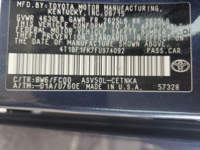 Photo 11 VIN: 4T1BF1FK7FU974092 - TOYOTA CAMRY LE 