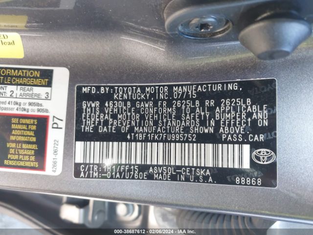 Photo 8 VIN: 4T1BF1FK7FU995752 - TOYOTA CAMRY 