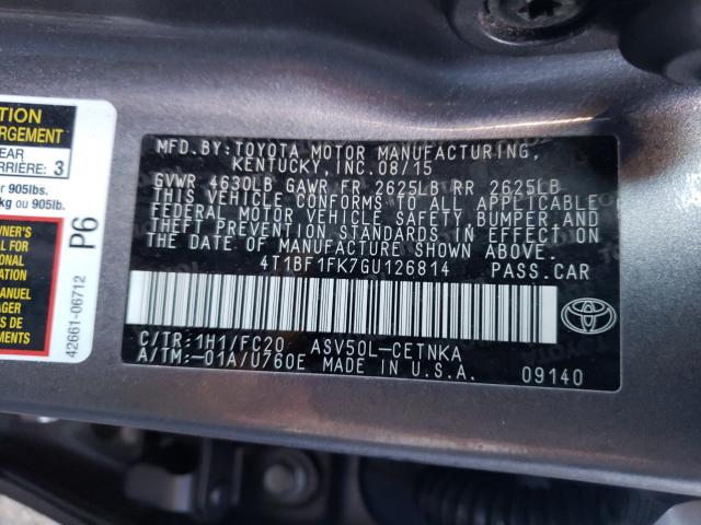 Photo 9 VIN: 4T1BF1FK7GU126814 - TOYOTA CAMRY LE 