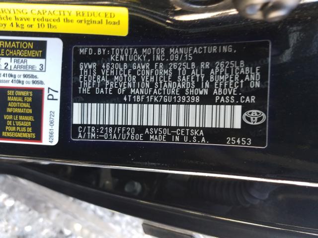 Photo 9 VIN: 4T1BF1FK7GU139398 - TOYOTA CAMRY LE 