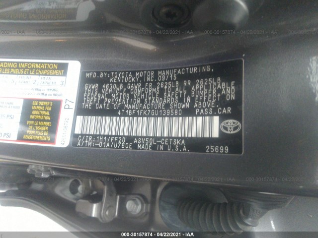 Photo 8 VIN: 4T1BF1FK7GU139580 - TOYOTA CAMRY 