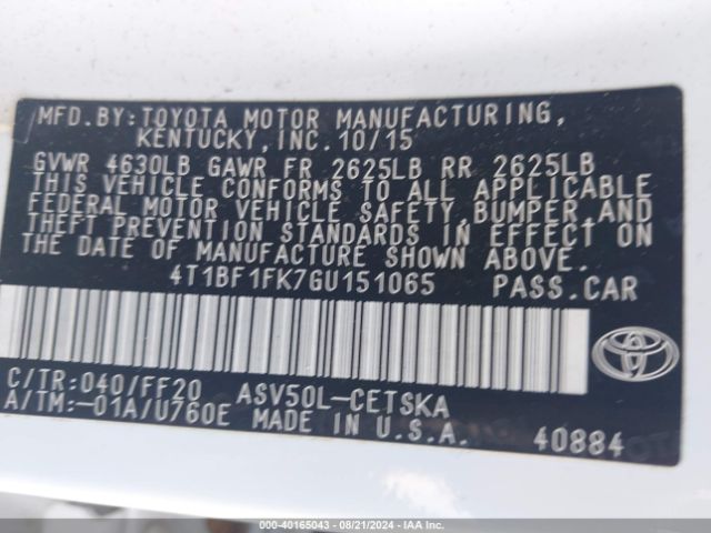 Photo 8 VIN: 4T1BF1FK7GU151065 - TOYOTA CAMRY 