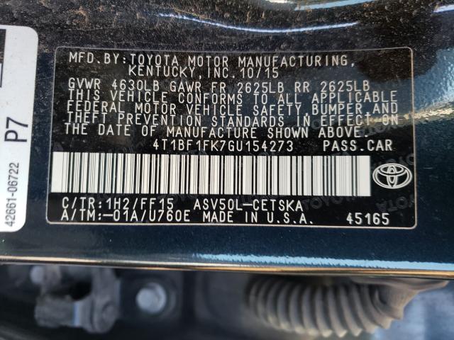 Photo 9 VIN: 4T1BF1FK7GU154273 - TOYOTA CAMRY LE 