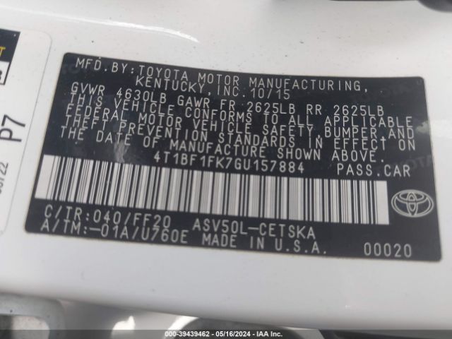 Photo 8 VIN: 4T1BF1FK7GU157884 - TOYOTA CAMRY 