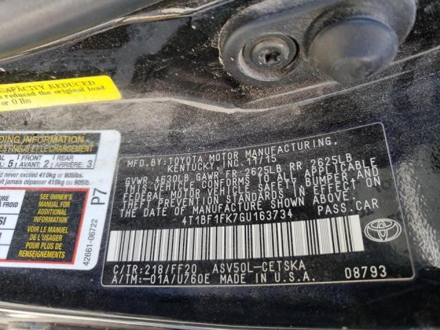 Photo 9 VIN: 4T1BF1FK7GU163734 - TOYOTA CAMRY LE 