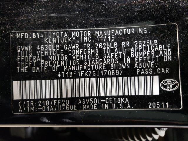 Photo 12 VIN: 4T1BF1FK7GU170697 - TOYOTA CAMRY LE 