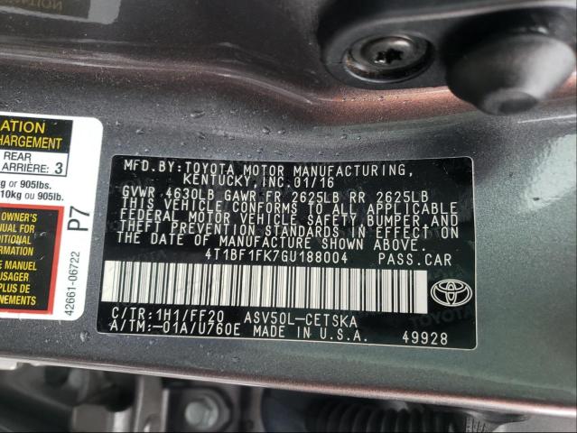 Photo 9 VIN: 4T1BF1FK7GU188004 - TOYOTA CAMRY LE 