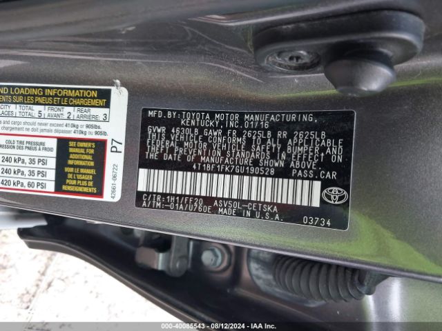 Photo 8 VIN: 4T1BF1FK7GU190528 - TOYOTA CAMRY 