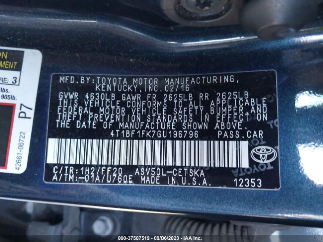 Photo 8 VIN: 4T1BF1FK7GU196796 - TOYOTA CAMRY 