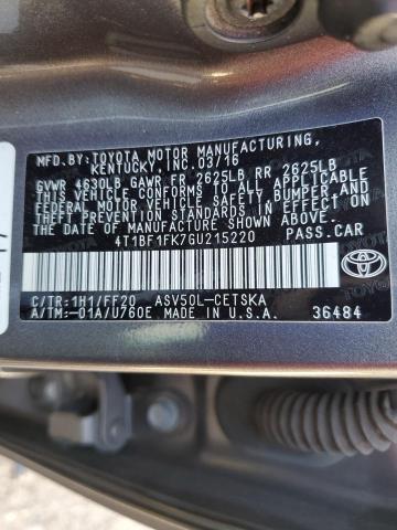 Photo 11 VIN: 4T1BF1FK7GU215220 - TOYOTA CAMRY 