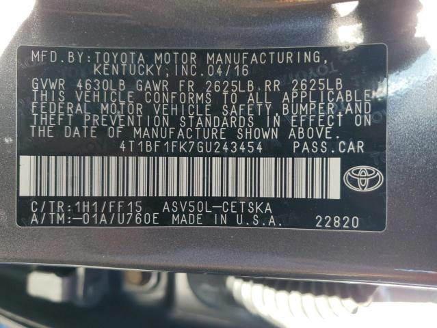 Photo 11 VIN: 4T1BF1FK7GU243454 - TOYOTA CAMRY 