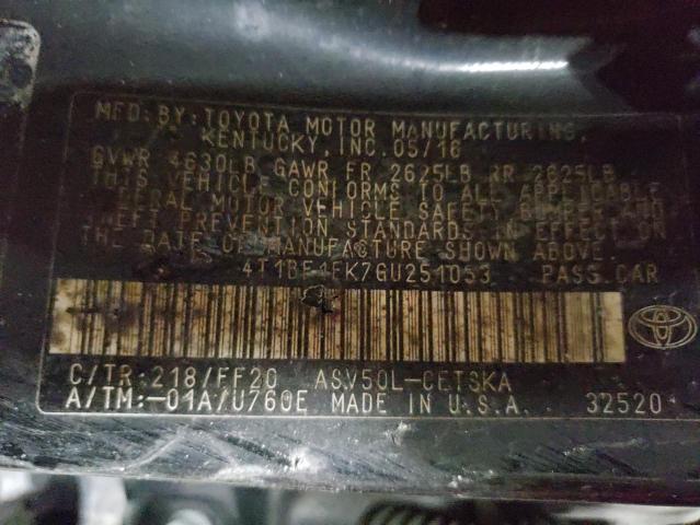 Photo 11 VIN: 4T1BF1FK7GU251053 - TOYOTA CAMRY LE 