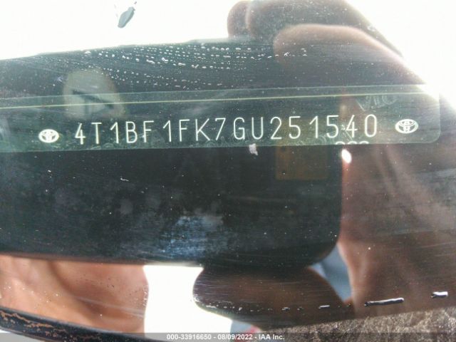 Photo 8 VIN: 4T1BF1FK7GU251540 - TOYOTA CAMRY 