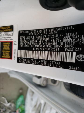 Photo 9 VIN: 4T1BF1FK7GU252591 - TOYOTA CAMRY LE 