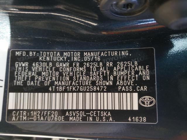 Photo 11 VIN: 4T1BF1FK7GU258472 - TOYOTA CAMRY LE 