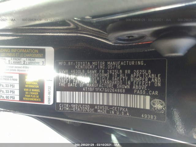 Photo 8 VIN: 4T1BF1FK7GU264868 - TOYOTA CAMRY 