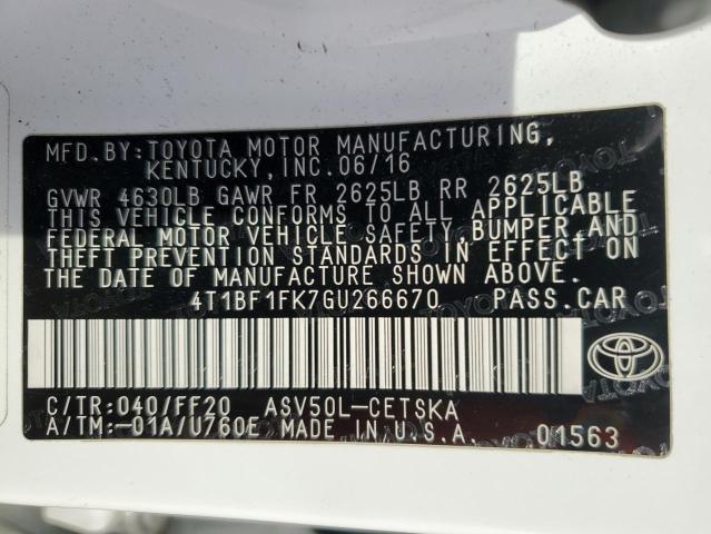 Photo 11 VIN: 4T1BF1FK7GU266670 - TOYOTA CAMRY 