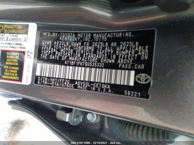 Photo 8 VIN: 4T1BF1FK7GU535332 - TOYOTA CAMRY 