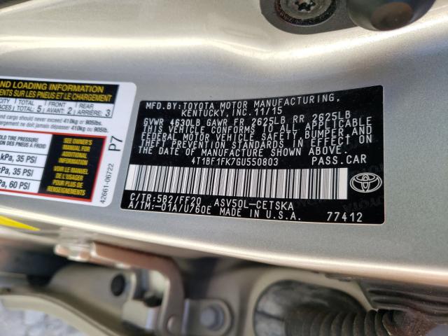 Photo 9 VIN: 4T1BF1FK7GU550803 - TOYOTA CAMRY LE 