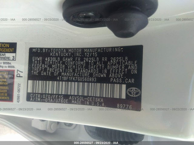 Photo 8 VIN: 4T1BF1FK7GU560893 - TOYOTA CAMRY 