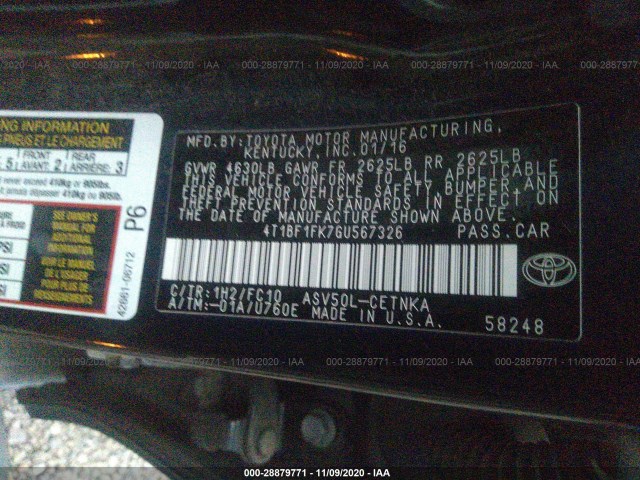 Photo 8 VIN: 4T1BF1FK7GU567326 - TOYOTA CAMRY 