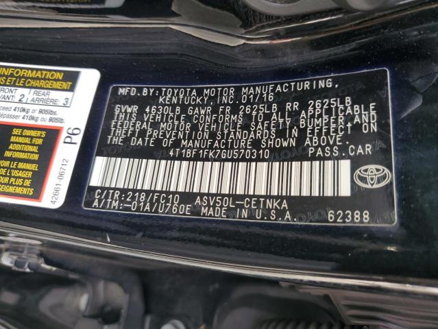 Photo 12 VIN: 4T1BF1FK7GU570310 - TOYOTA CAMRY 