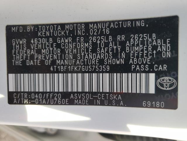 Photo 11 VIN: 4T1BF1FK7GU575359 - TOYOTA CAMRY LE 