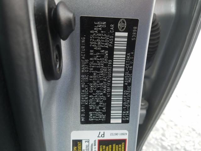 Photo 9 VIN: 4T1BF1FK7GU592789 - TOYOTA CAMRY LE 