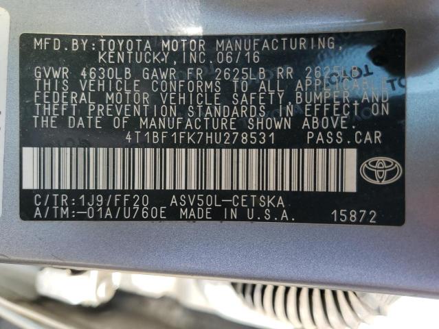 Photo 11 VIN: 4T1BF1FK7HU278531 - TOYOTA CAMRY LE 